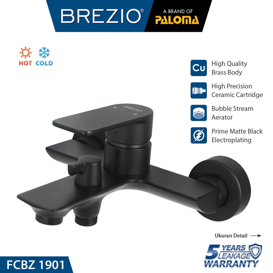 BREZIO FCBZ 1901 Keran Mixer Bathtub Shower Mandi Kran HITAM BLACK