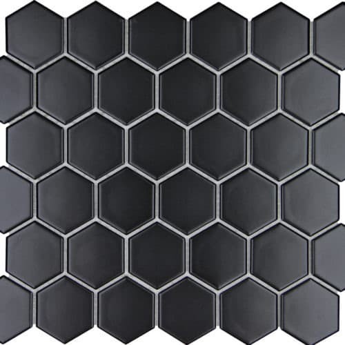 KERAMIK DINDING KAMAR MANDI MOTIF MOZAIK CLASSIC MAXI BLACK KEKINIAN BENTUK HEXAGONAL HEXAGON SEGI 6