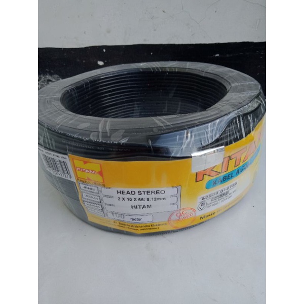 kabel head skerem stereo 1 rol merk kitani panjang 100 meter ( bukan kabel mic ) bagus