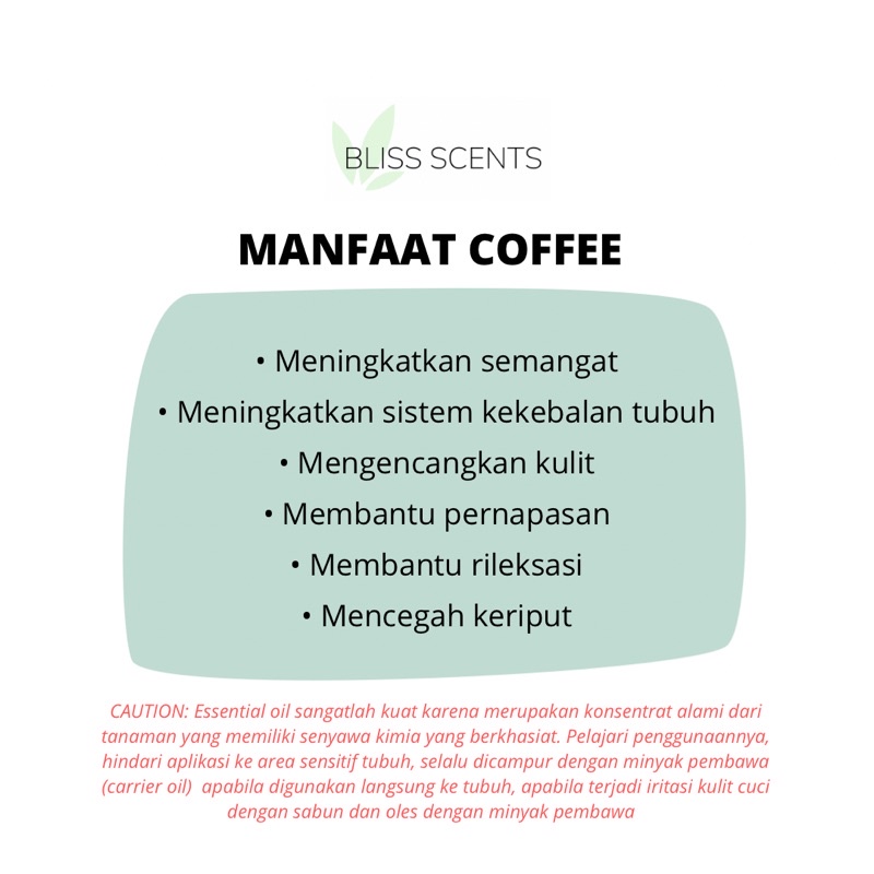 Bliss Coffee / Kopi Essential Oil Aromatherapy 100% Murni Therapeutic Grade Aromaterapi