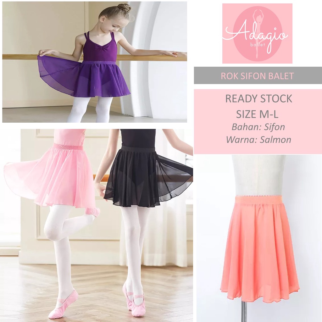 ROK SIFON BALET ANAK WRAPSKIRT KARET PINGGANG POLOS - UNTUK BALET, GYM, SENAM