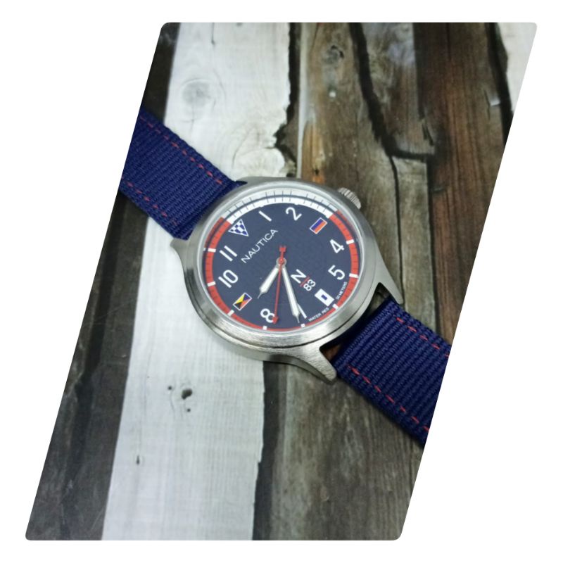 Jam tangan pria NAUTICA NAPCFS910, tali kain/kanvas, ORIGINAL, bergaransi resmi i ternasiknal.