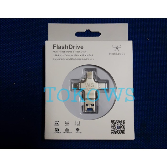 Card Reader Usb / Otg 4 In 1 Iphone / Type C / Micro Usb / Usb