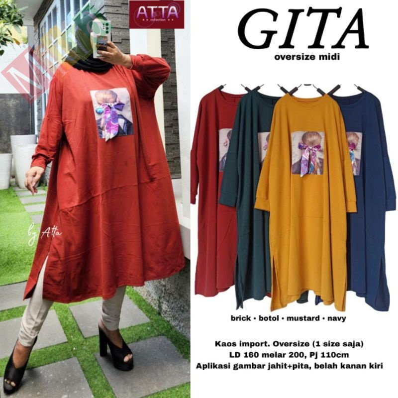 TUNIK KAOS SUPER JUMBO LD 160  MIDI OVERSIZE GITA MIDI Collection