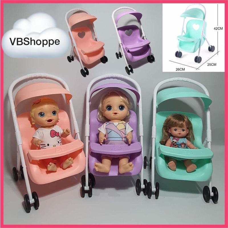 mainan stroller bayi baby dorongan roda anak boneka alive doll besar kantong baby walker