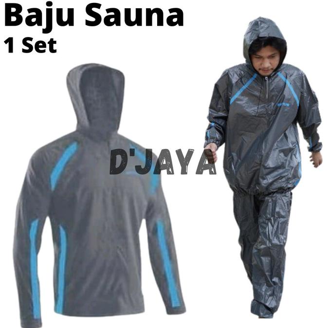 Jaket Sauna Pria Wanita Baju Pakaian Olahraga Fitness Jogging 1 Set