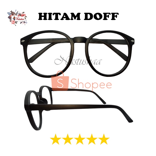 Kacamata Fashion Unisex Korea Frame Plastik Kacamata Gaya Oval Korean Style Retro Untuk Pria dan Wanita FREECASE