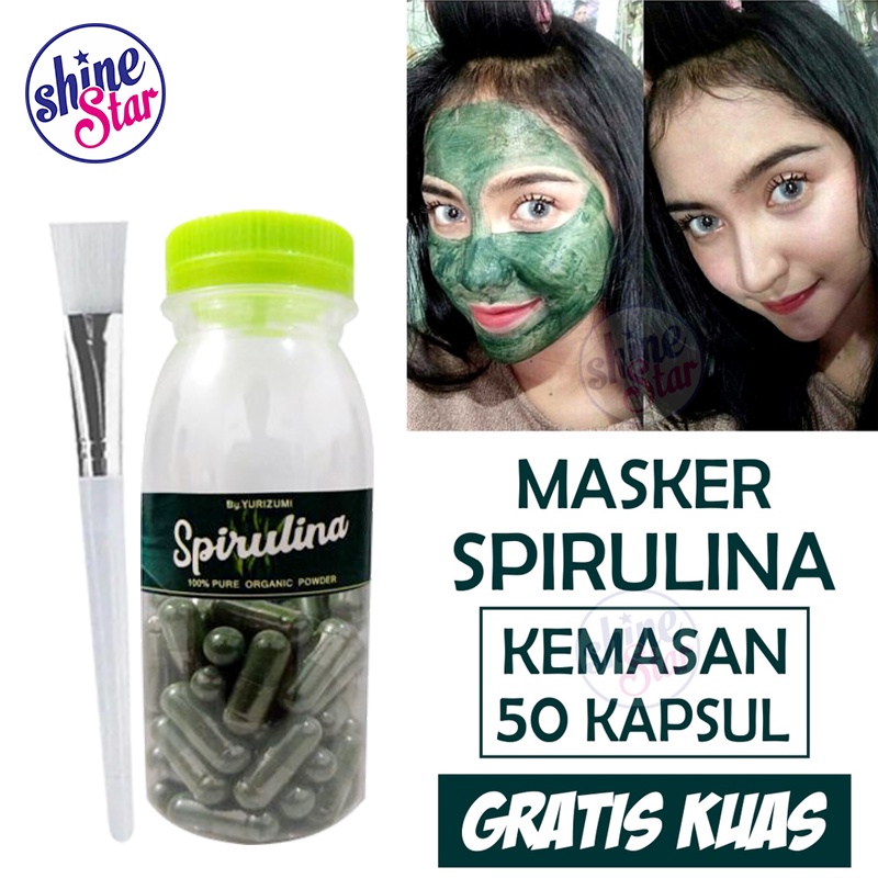 BISA COD - Masker Spirulina Asli BY YURIZUMI - Masker Wajah Organik Bubuk Spirulina Original Kemasan 50 Capsule +GRATIS KAUS MASKER CANTIK 1 PCS