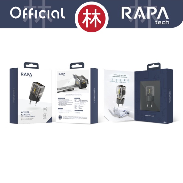 RAPAtech CH3050 - POWER CRYSTAL I - QC + PD30W Charger Mini 2 Port 30W