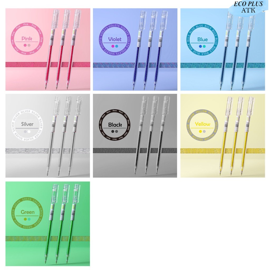 Pulpen Metalik 1.0mm Gliter Warna Warni Stationery Sekolah Kantor ATK