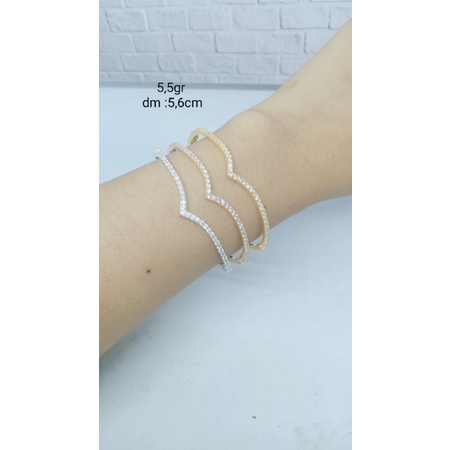 GELANG BANGLE V MP COR LISTRING /GELANG PERAK ASLI SILVER 925 LAPIS EMAS/ GELANG FASHION WANITA TERBARU