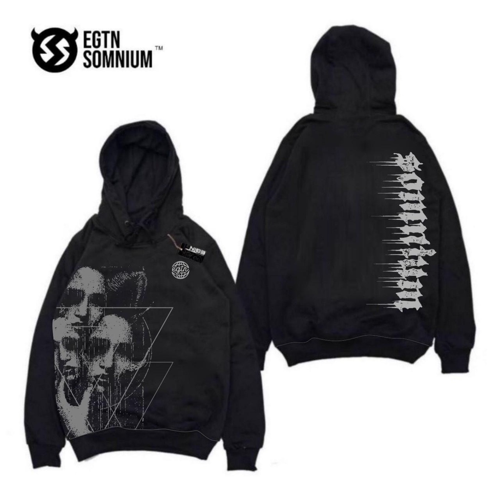 Jaket Hoodie Pria Hitam EIGHTY NINE ANGEL EGTN SAKU BOBOK Casual Good Brand Quality