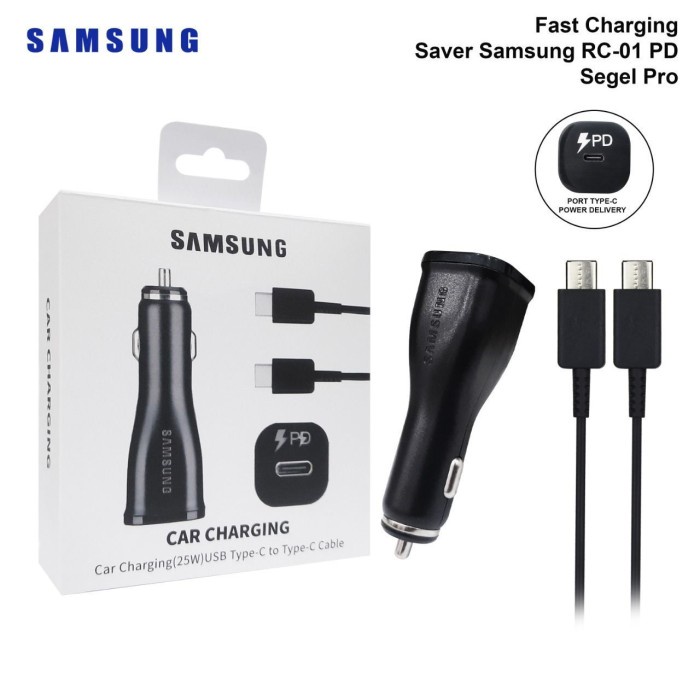 Car Charger Samsung USB-C 1 Port 25W Super Fast Charge RC-01 PD Saver Samsung USB-C To C