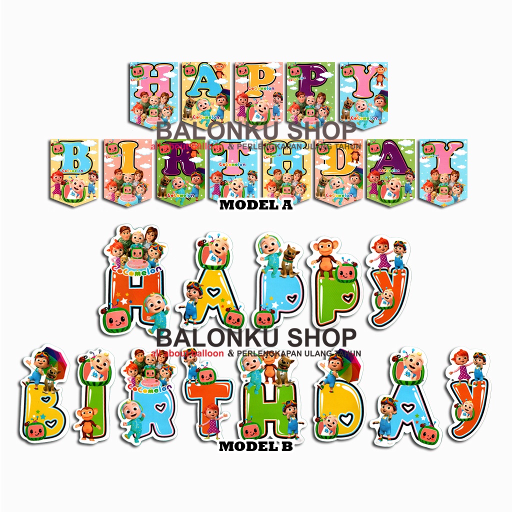 Banner Happy Birthday Cocomelon / Bunting Flag Ulang Tahun Cocomelon