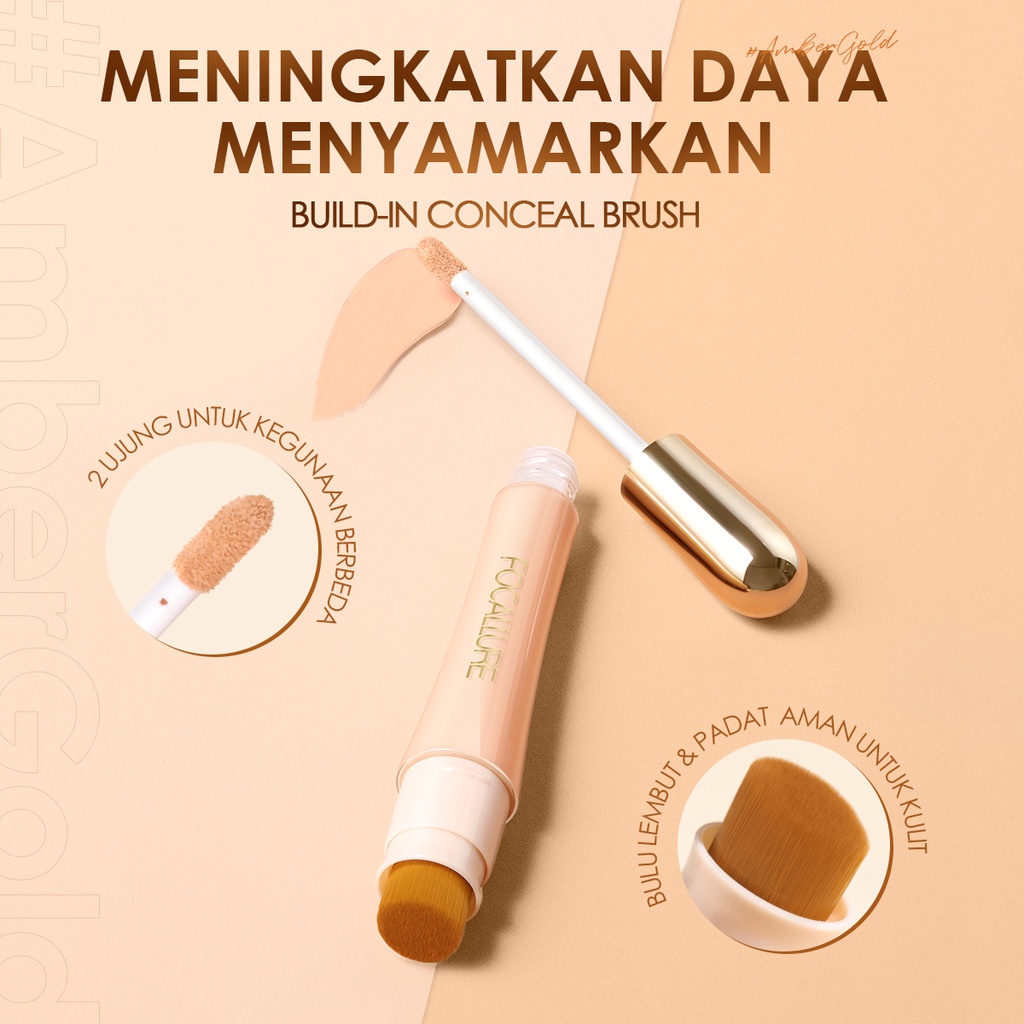 FOCALLURE #AmberGold Full Coverage Concealer Lightweight Untuk Wajah