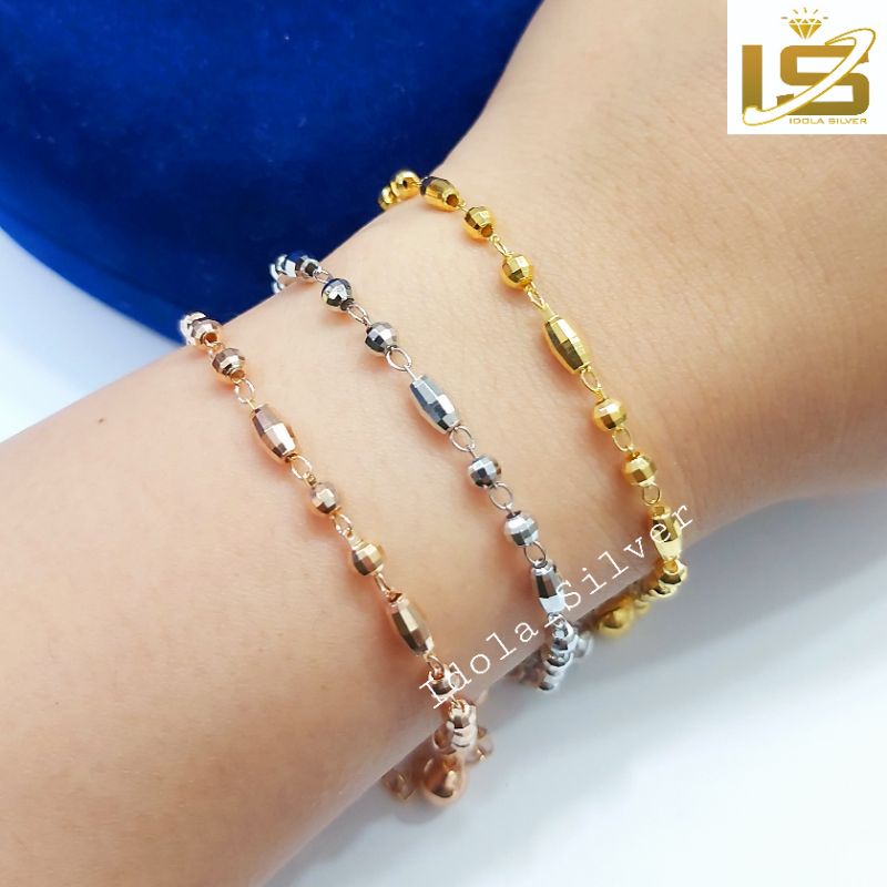 GELANG PERAK ASLI SILVER 925 LAPIS EMAS MODEL OVAL UKIR+KRINCING - PERHIASAN PERAK WANITA