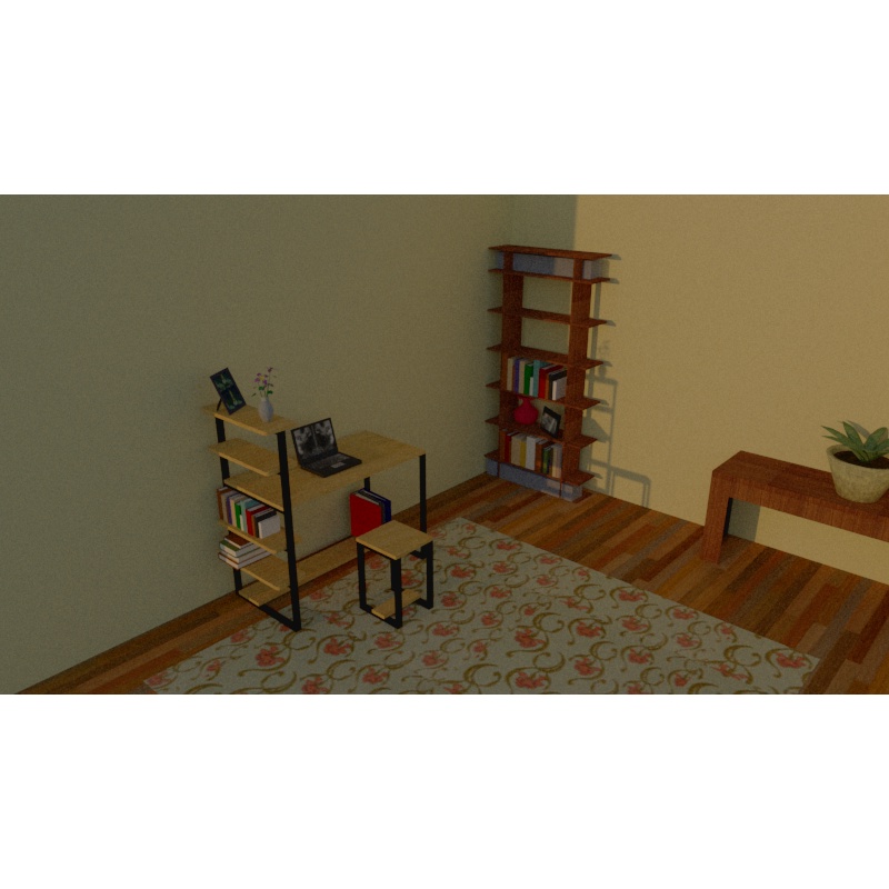 Meja komputer/meja kerja/meja belajar bahan kombinasi besi dan kayu