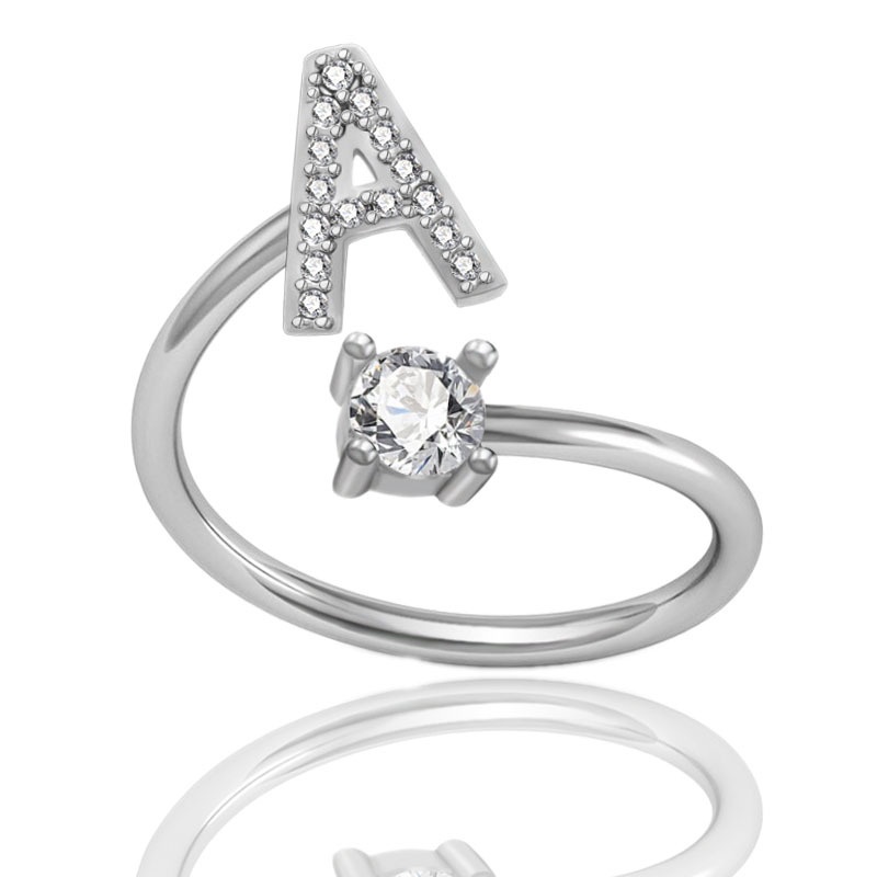 Cincin Adjustable Motif Tulisan Warna Silver Untuk Wanita