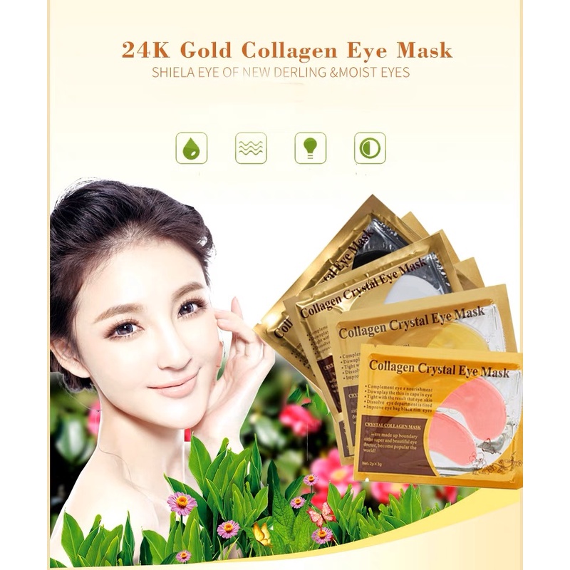 LUCKYMALL 1 PASANG Masker Mata COLLAGEN CRYSTAL GOLD EYE BAG MASK EYEMASK Kantong Black Panda Anti Aging Wrinkle Emas Eye LUCKYDATE