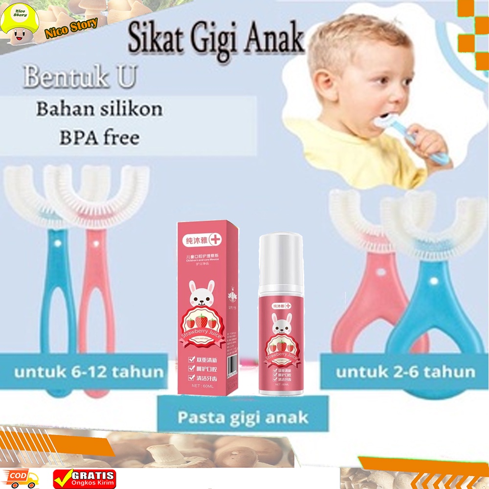 (NCS) Pasta Gigi FOAM Anak Bentuk U / Odol Busa Anak Sikat Gigi Bentuk U / Children's Tooth Cleaning Mousse