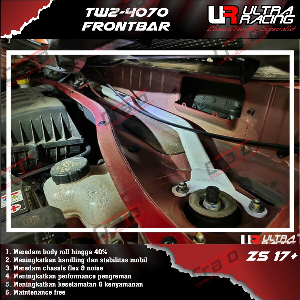 Aksesoris Stabiliser ULTRA RACING Safety Bar - Frontbar Front Strutbar 2 Points - MG ZS 17+ - TW2-40
