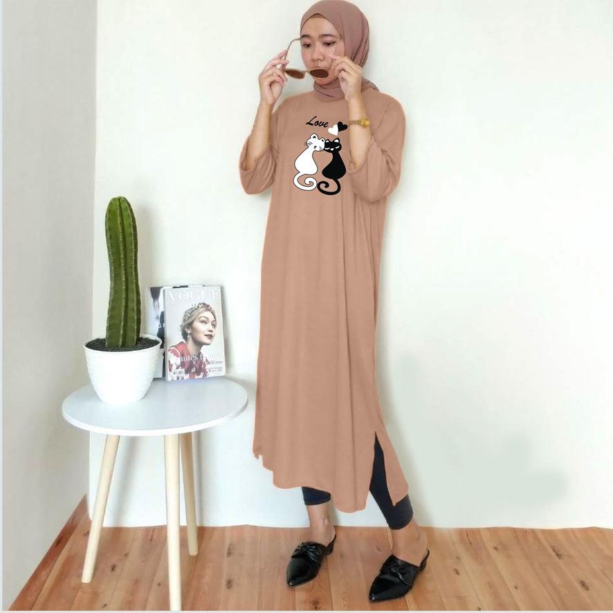 Baju Dress Oversize Tunik Premium MEOW 2 Oversized Dress Tshirt polos