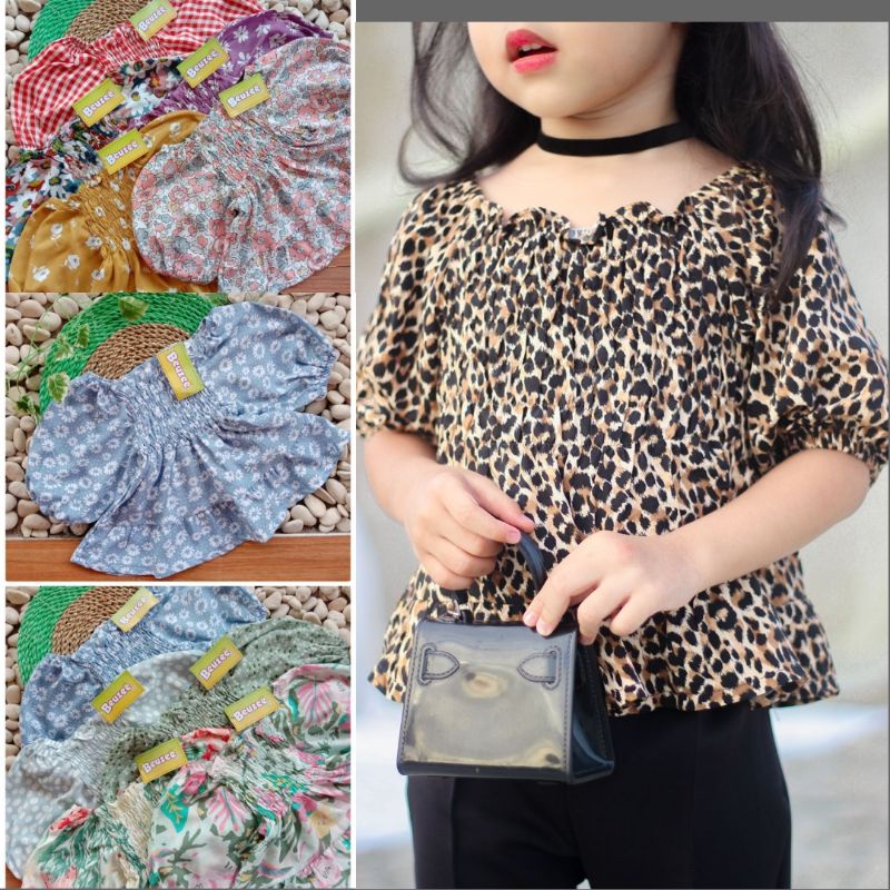 Ilona Top Atasan Anak Sabrina Atasan Anak Perempuan Kekinian Korea Style | Crop Top | Baju anak Perempuan Lengan Balon Lucu