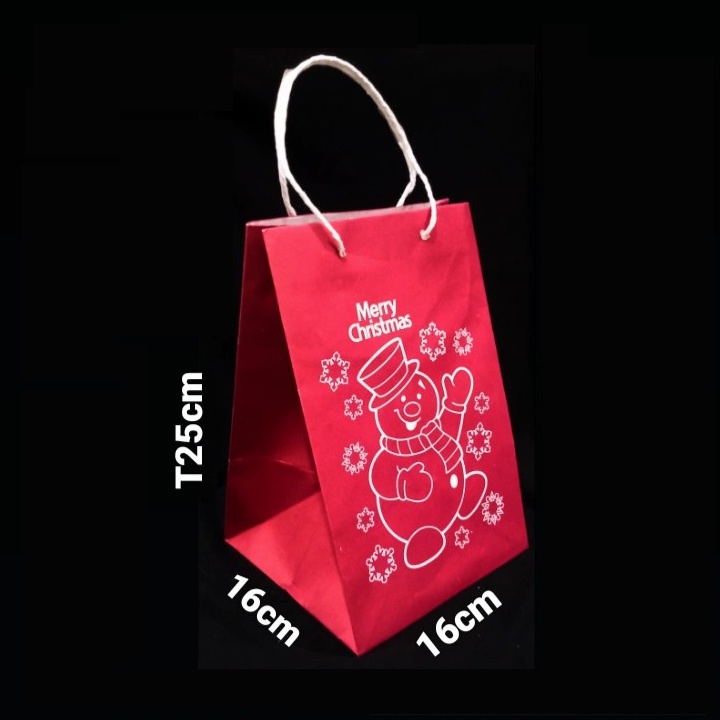 

paperbag packaging 3 toples 500 gr edisi natal paper bag box hampers xmas goodie bag natal merah size 16x16x25 cm