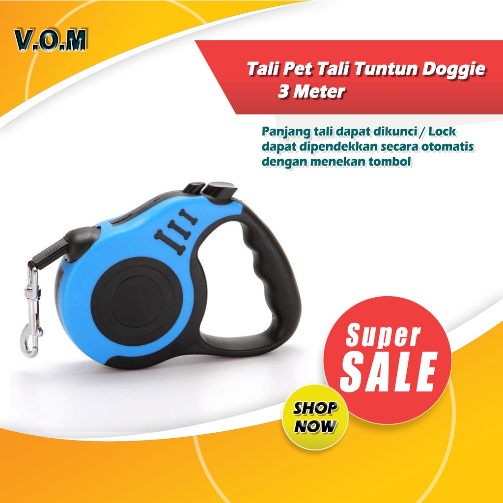 3 Meter Retractable Dog Leash - Tali Pet Tali Tuntun Doggie 0823