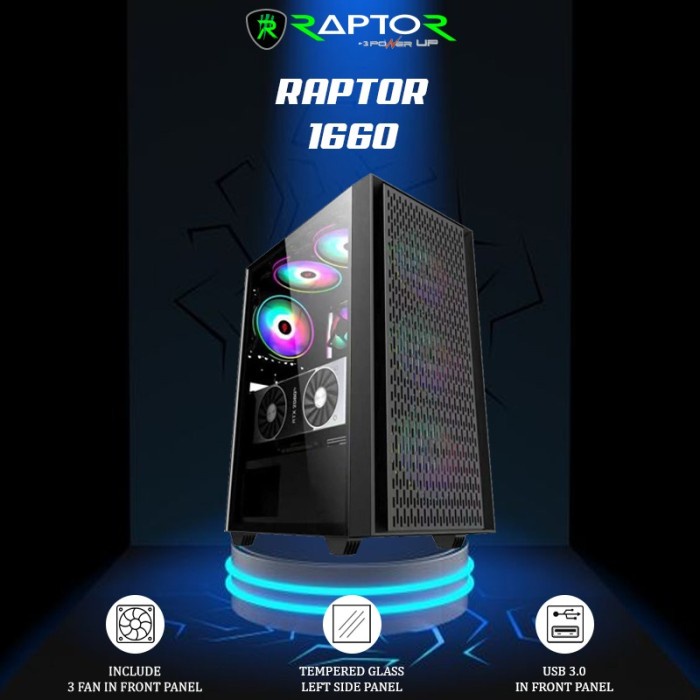 Casing Power Up RAPTOR 1660 include 3 FAN