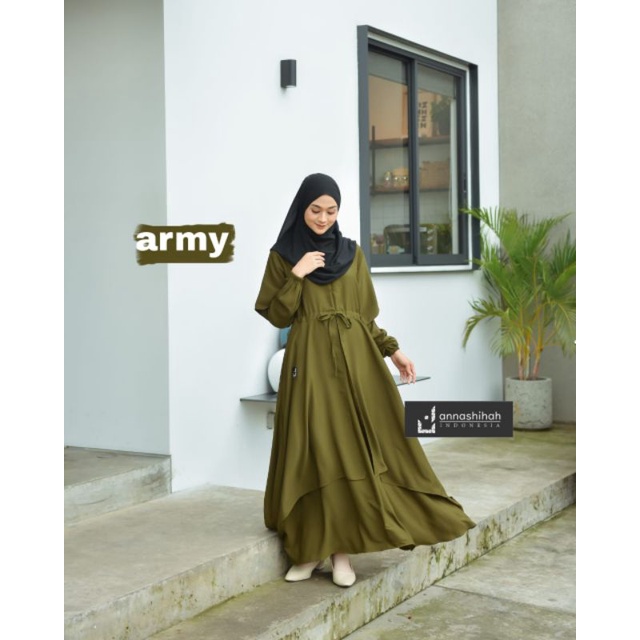 Azmiza Dress Gamis Label Annashihah / Gamis Yorist Fluid / Baju Gamis Wanita / Fashion Trendy Kekinian