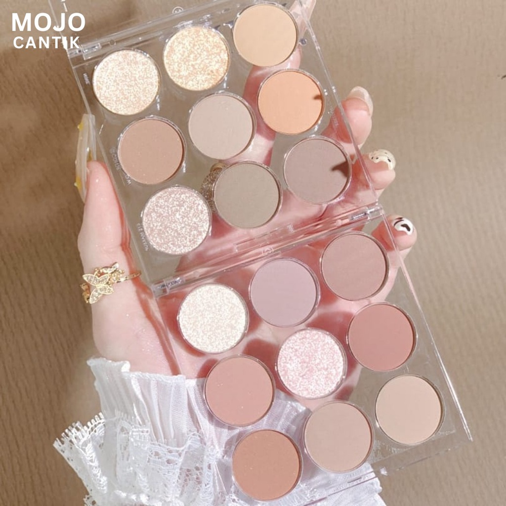 Eyeshadow Mojocantik New 9 Shades round Giltter High Pigmented Easy To Blend Long Lasting Free Kutek Music Random