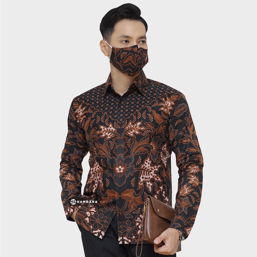 Baju Kemeja Batik Pria Lengan Panjang Slim Fit Premium Modern Full Furing Katun Halus Original Handara Motif Jayakarta HB-170