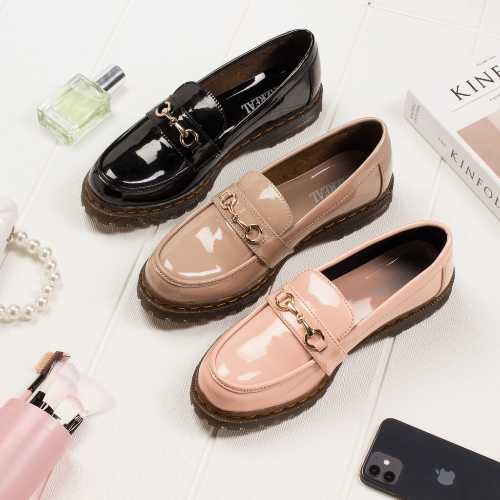 Megan Pink Oxford | Sepatu Loafers Tanpa Tali Wanita Casual Kerja Formal Kantor Original Laki | FORIND x Nazreal