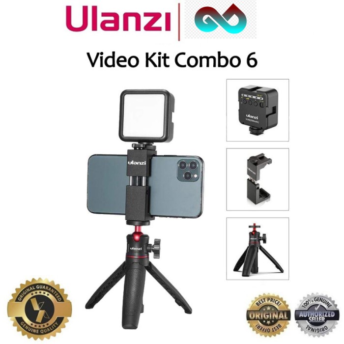 Ulanzi Video Kit Combo 6 Paket Vlog Buat Vlogging Led Tripod Holder Hp