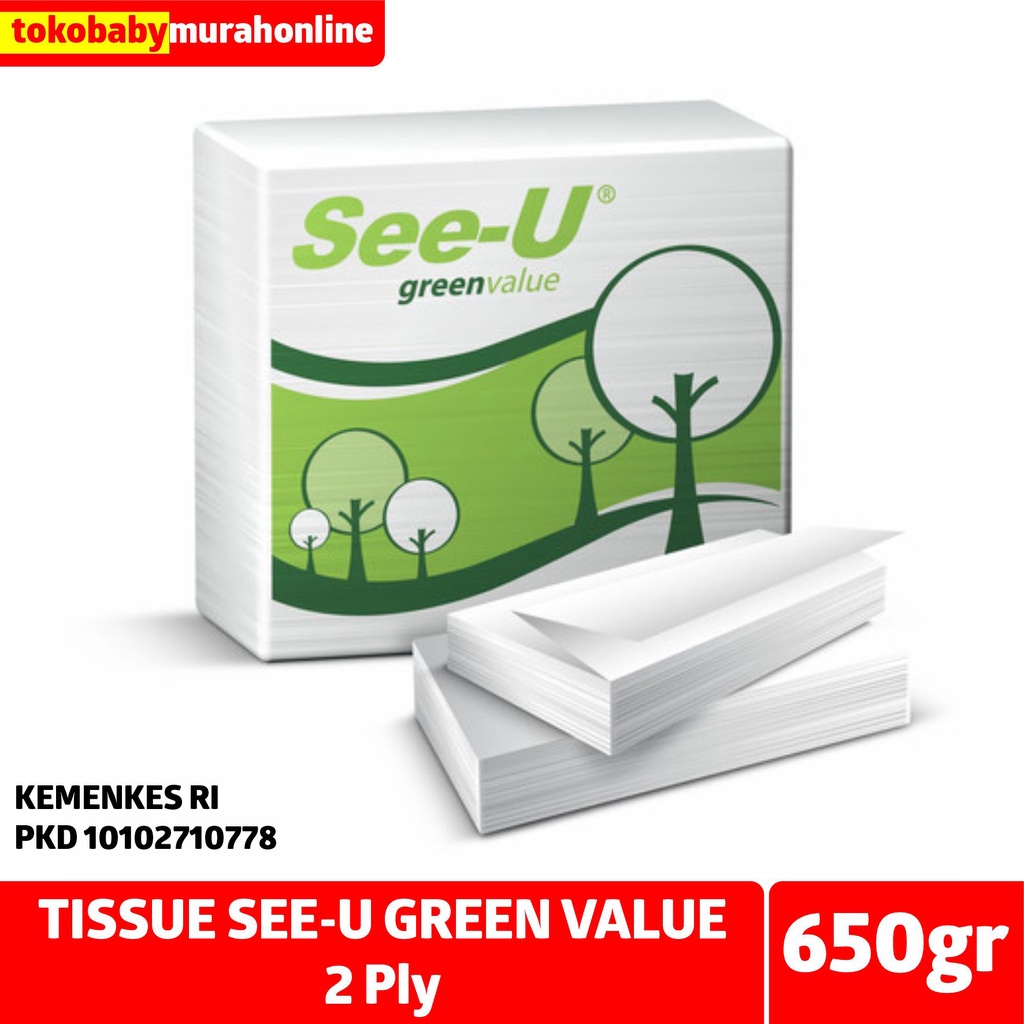 SEE-U FACIAL TISSUE GREEN VALUE 650 SHEET /2PLY