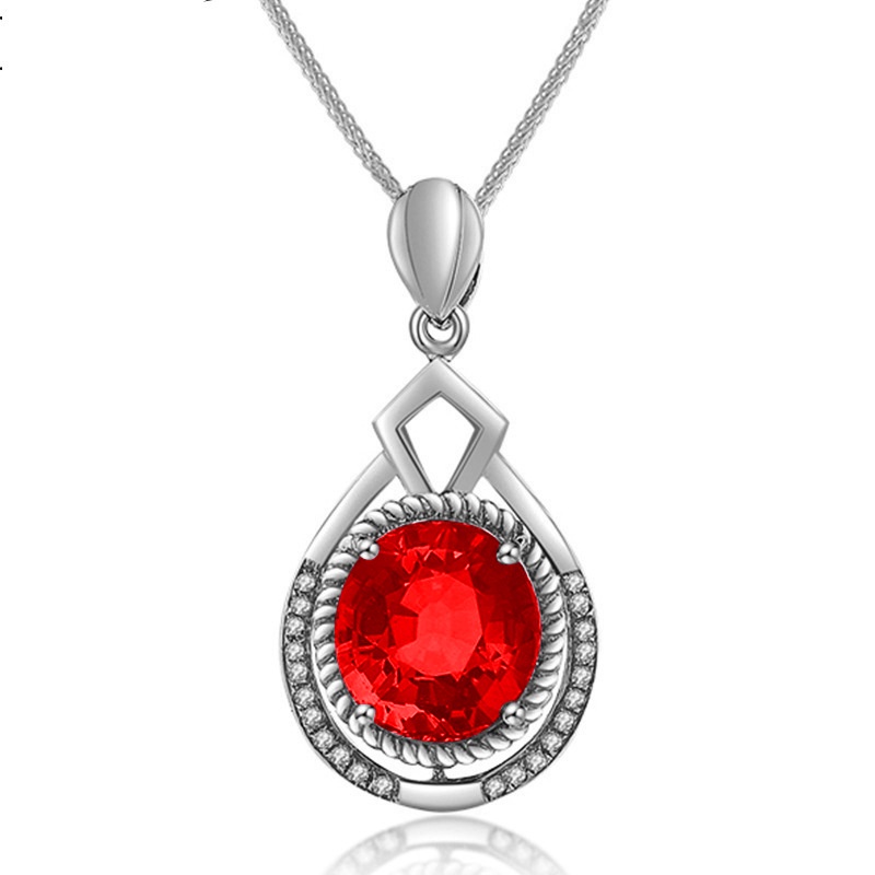 Goldkingdom Perhiasan Fashion Emas Asli Kadar 375 Bangkok Aksesoris Ready Stock Mewah Cluster Berlian Liontin Rose Gold Plated Emerald Zircon Necklace