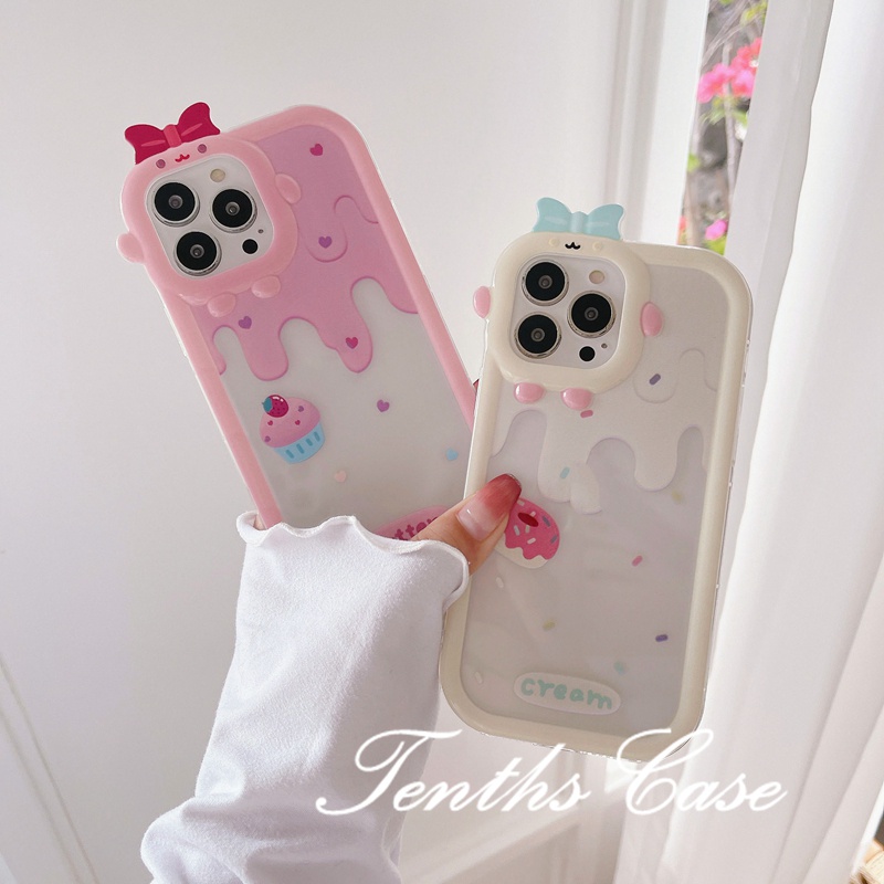 Oppo A78 A17 A17k A57 A77 A77s A16 A16s A15 A15s A74 A54 A95 A94 A3s A12e A5 A9 2020 Reno 7Z 6 5F Putih Pink Kue Dessert Phone Case Soft Cover Pelindung