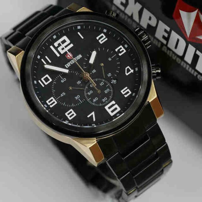 JAM TANGAN PRIA EXPEDITION E 6401 / E6401 ROSEGOLD BLACK ORIGINAL GARANSI 1 TAHUN