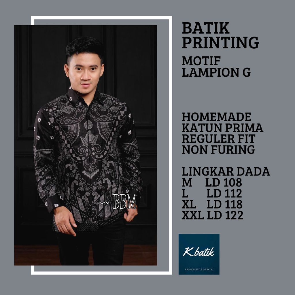 KEMEJA BATIK PRIA LENGAN PANJANG MOTIF LAMPION G HITAM BATIK MODERN BATIK SERAGAMAN KANTORAN BATIK PEKALONGAN BATIK KATUN