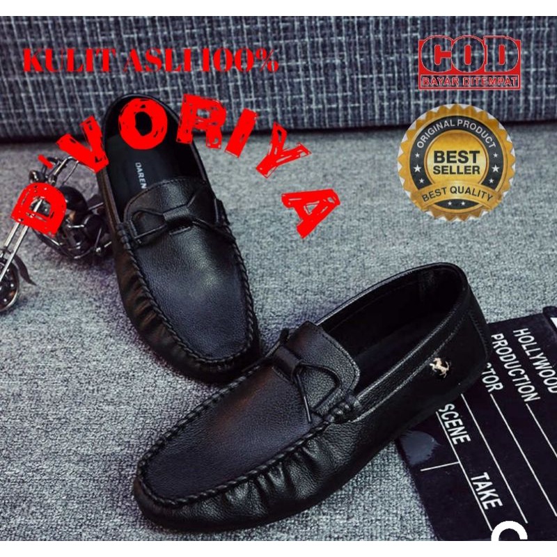 SEPATU KULIT ASLI MURAH PANTOFEL SANTAI KANTOR KERJA SLIP ON