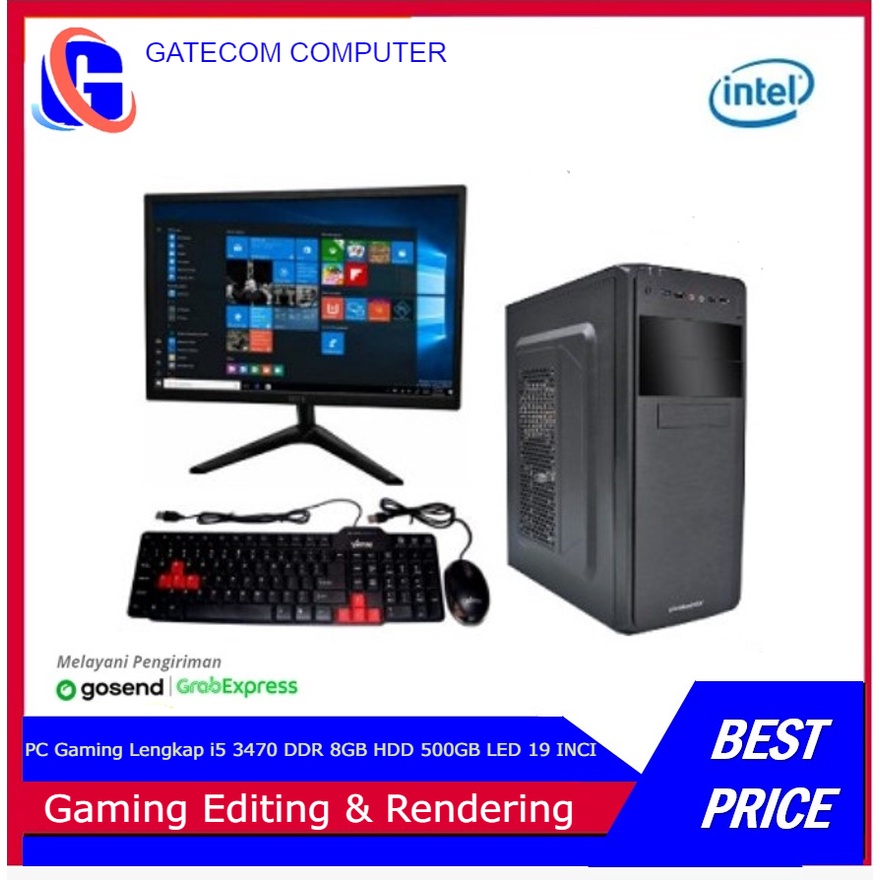 PC Gaming Lengkap intel core i5 10400F Geforce GTX 1650 4GB SSD256 LED 24 Curved