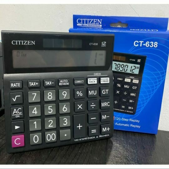 Kalkulator CITIZEN CT 638 - 12digit Besar 2 power Check &amp; Correct | cunvalla