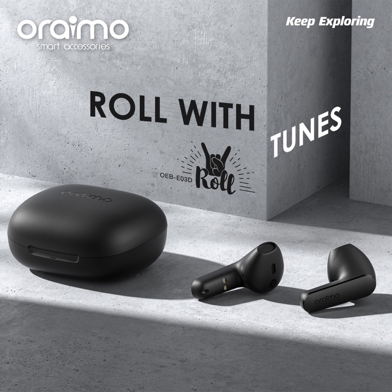 Oraimo OEB-E03D Roll TWS Bluetooth Earphone v5.0 Wireless Handsfree Headset - Garansi 1 Tahun