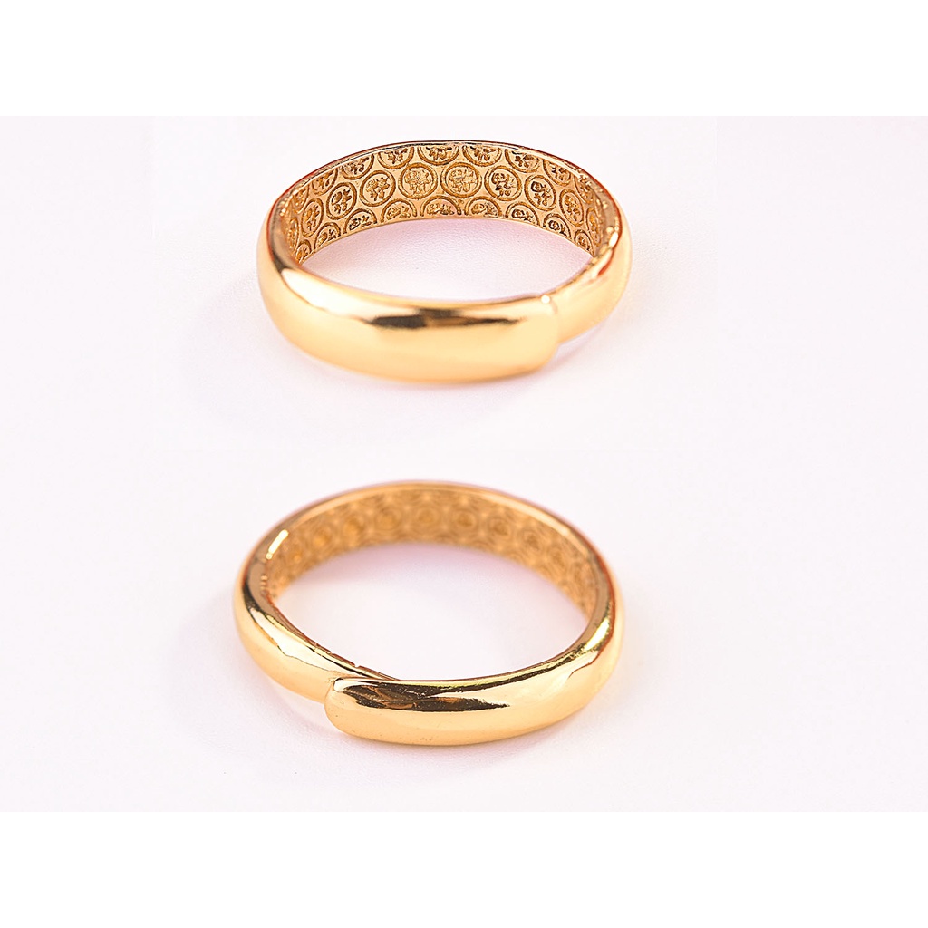 Goldkingdom Perhiasan Fashion Emas Asli Kadar 375 Bangkok Aksesoris Ready Stock Ukiran Kata Berkah Pasangan Pria Dan Wanita Cincin Kawin Cincin Lapis Emas Cincin Sepasang