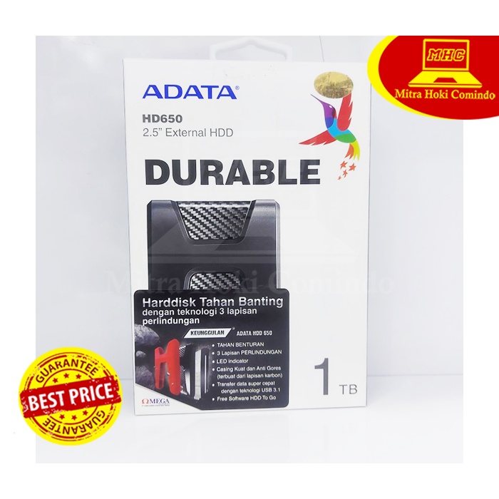 HARDDISK HDD EXTERNAL ADATA 1TB HD650 ANTISHOCK