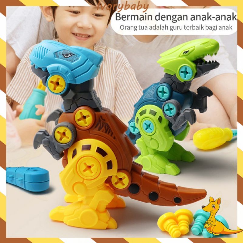 Ivorybaby Mainan bongkar pasang puzzle anak DIY assemble dino
