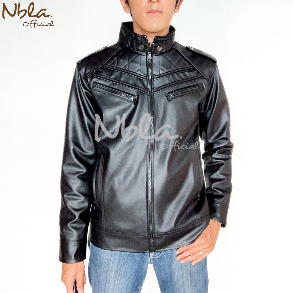 Jaket Kulit Motor Pria Hitam Jaket Semi Pria jaket Motor Pria Anti Angin jaket pria Model Racing Jak