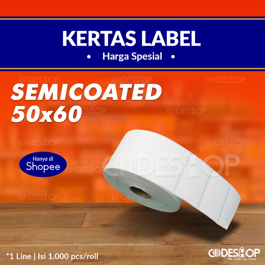 Label Barcode 50x60 Semicoated 1 Line 1000Pcs 50 x 60