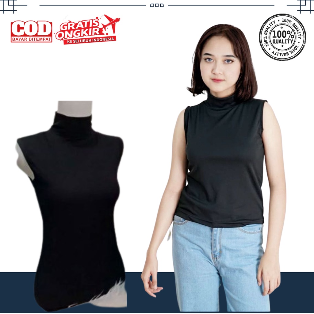 Turtleneck Wanita Tanpa Lengan Rajut COD